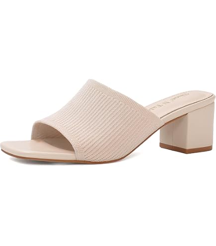 Amazon.com | Women's Square Open Toe Knitted Mules Comfortable